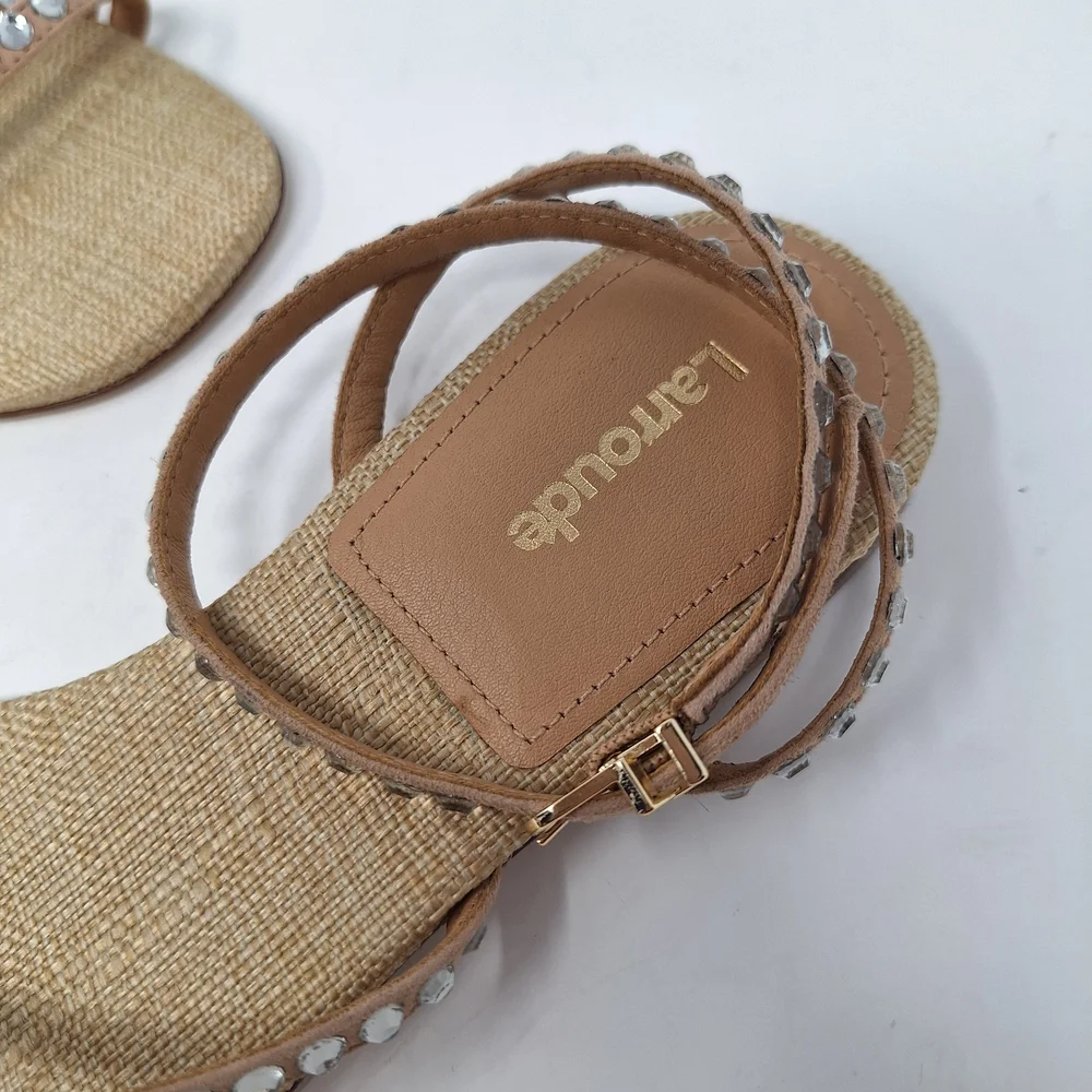 Larroude Patmos Crystal Sandal in Cristal